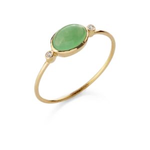 Ring 14 kt guld med krysopras og brillanter