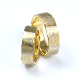 Mokume gane ring guld og stål