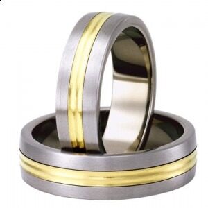 titanium ringe med ilagt guld.