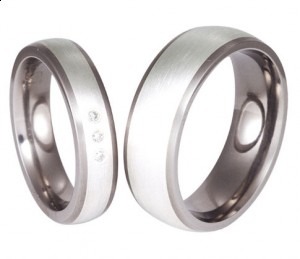 titanium ringe med sølv og 3 stk 0,01ct TW SI brillanter
